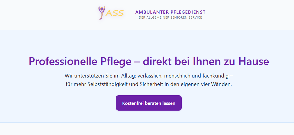 ASS Ambulanter Pflegedienst Website Screenshot